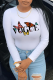 White Casual Street Butterfly Print Letter O Neck Tops