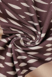 Brown Sexy Print Patchwork Zipper Collar Skinny Jumpsuits