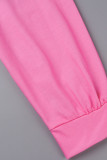 Pink Casual Print Patchwork O Neck Long Sleeve Two Pieces