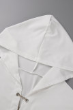 White Sexy Solid Patchwork Chains Asymmetrical Long Sleeve Two Pieces
