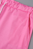 Pink Casual Print Patchwork O Neck Long Sleeve Two Pieces