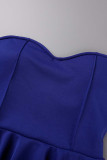 Pink Casual Elegant Solid Patchwork Flounce Strapless One Step Skirt Dresses