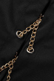 White Sexy Solid Patchwork Chains Asymmetrical Long Sleeve Two Pieces