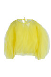 Yellow Fashion Casual Solid Patchwork Flounce O Neck Tops