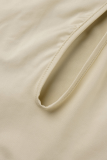 Coffee Sexy Solid Hollowed Out One Shoulder Skinny Jumpsuits