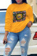 Yellow Street Vintage Print Patchwork O Neck Tops