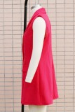 Red Casual Solid Turn-back Collar Outerwear