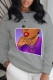Grey Street Print Patchwork O Neck Tops