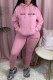 Pink Casual Print Letter Hooded Collar Long Sleeve Two Pieces