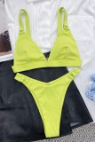 Pink Sexy Solid Backless Swimwears Set (With Paddings)