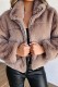 Khaki Casual Solid Patchwork Zipper Collar Outerwear