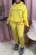 Yellow Casual Print Letter Hooded Collar Long Sleeve Two Pieces