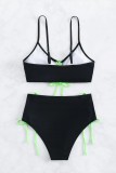Black Sexy Solid Bandage Backless Swimwears (With Paddings)