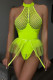 Fluorescent Green Sexy Solid Hollowed Out Patchwork Flounce Valentines Day Lingerie