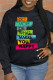 Black Daily Print Patchwork Letter O Neck Tops