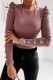 Fuchsia Casual Solid Basic O Neck Tops