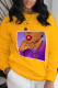 Yellow Street Print Patchwork O Neck Tops