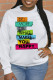 White Daily Print Patchwork Letter O Neck Tops