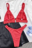 Light Blue Sexy Solid Backless Swimwears Set (With Paddings)