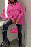 Pink Casual Solid Patchwork Turndown Collar Outerwear