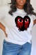 White Casual Print Patchwork O Neck T-Shirts