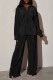 Black Casual Solid Patchwork Turndown Collar Long Sleeve Two Pieces