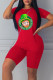 Red Casual Print Patchwork O Neck Short Sleeve Two Pieces