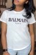 White Casual Print Letter O Neck T-Shirts