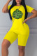 Yellow Casual Print Patchwork O Neck Short Sleeve Two Pieces