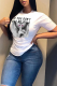 White Street Vintage Print Patchwork O Neck T-Shirts