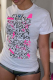 White Casual Vintage Print Patchwork Letter O Neck T-Shirts