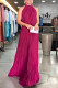 Rose Red Casual Solid Patchwork Backless Fold Halter Straight Dresses