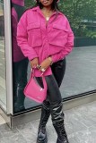 Pink Casual Solid Patchwork Turndown Collar Outerwear