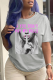 Grey Street Vintage Print Letter O Neck T-Shirts