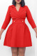 Red Casual Solid Patchwork Turndown Collar A Line Dresses
