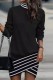 Black Casual Print Patchwork Turtleneck Long Sleeve Dresses