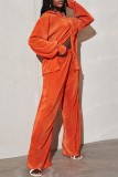 Blue Casual Solid Patchwork Turndown Collar Long Sleeve Two Pieces