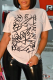 White Casual Street Print Patchwork Letter O Neck T-Shirts