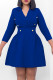 Blue Casual Solid Patchwork Turndown Collar A Line Dresses