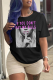 Black Street Vintage Print Letter O Neck T-Shirts
