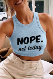 Pink Casual Letter Print Basic O Neck Tops