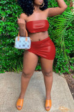 Blue Sexy Solid Backless Strapless Sleeveless Two Pieces