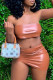 Brown Sexy Solid Backless Strapless Sleeveless Two Pieces