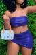 Blue Sexy Solid Backless Strapless Sleeveless Two Pieces