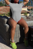 Red Sexy Solid Backless Short Sleeve Swimwears (Without Paddings)
