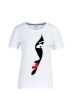 White Casual Street Print Patchwork O Neck T-Shirts
