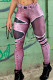 Burgundy Casual Street Print Patchwork Skinny High Waist Pencil Positioning Print Bottoms