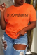 Orange Casual Street Print Patchwork Letter O Neck T-Shirts