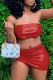 Red Sexy Solid Backless Strapless Sleeveless Two Pieces