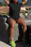 Red Sexy Solid Backless Short Sleeve Swimwears (Without Paddings)